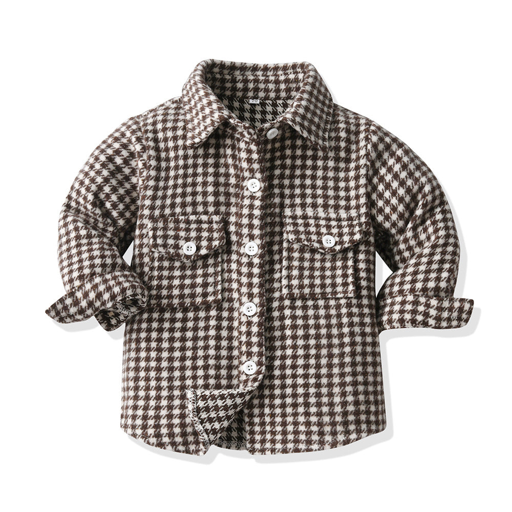 Wholesale Children's Cotton Long Sleeved Plaid Shirts